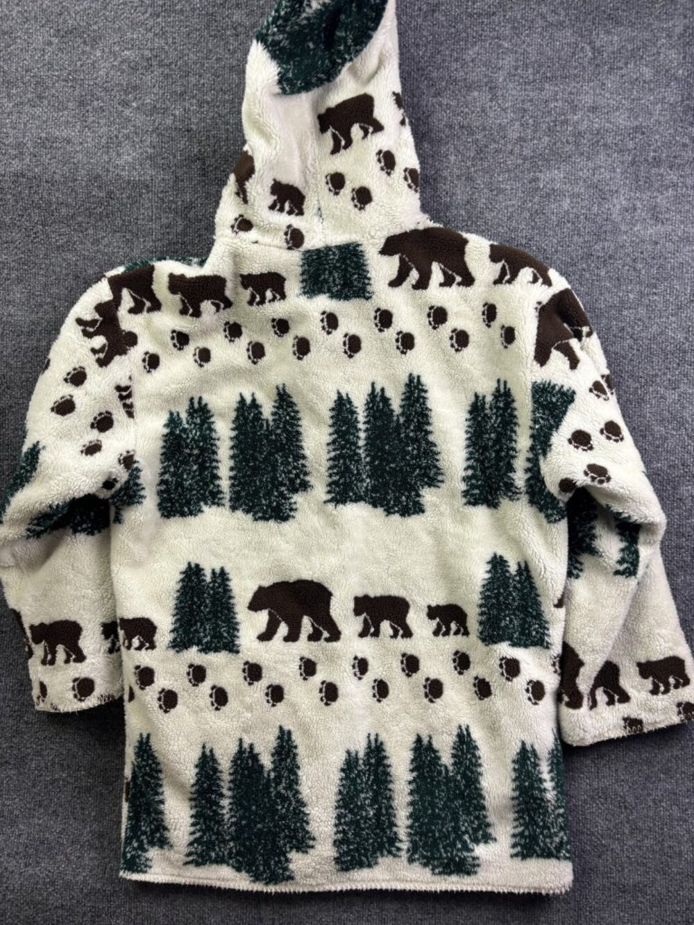 Denali Coat Womens XL White Fleece Hooded Bear Forest Toggle Duffle Warm - Picture 7 of 8